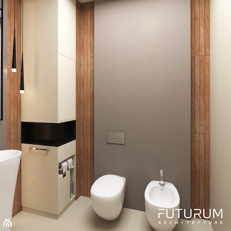Projekt wnętrza domu w Krakowie - Mała łazienka, styl nowoczesny - zdjęcie od FUTURUM ARCHITECTURE
