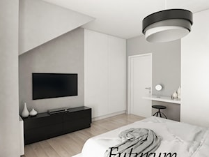 Projekt wnętrza segmentu, Szczecin - Duża biała szara sypialnia, styl nowoczesny - zdjęcie od FUTURUM ARCHITECTURE