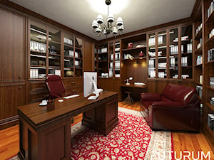 Projekt wnętrza domu pod Warszawą, styl klasyczny - Średnie z sofą biuro, styl tradycyjny - zdjęcie od FUTURUM ARCHITECTURE