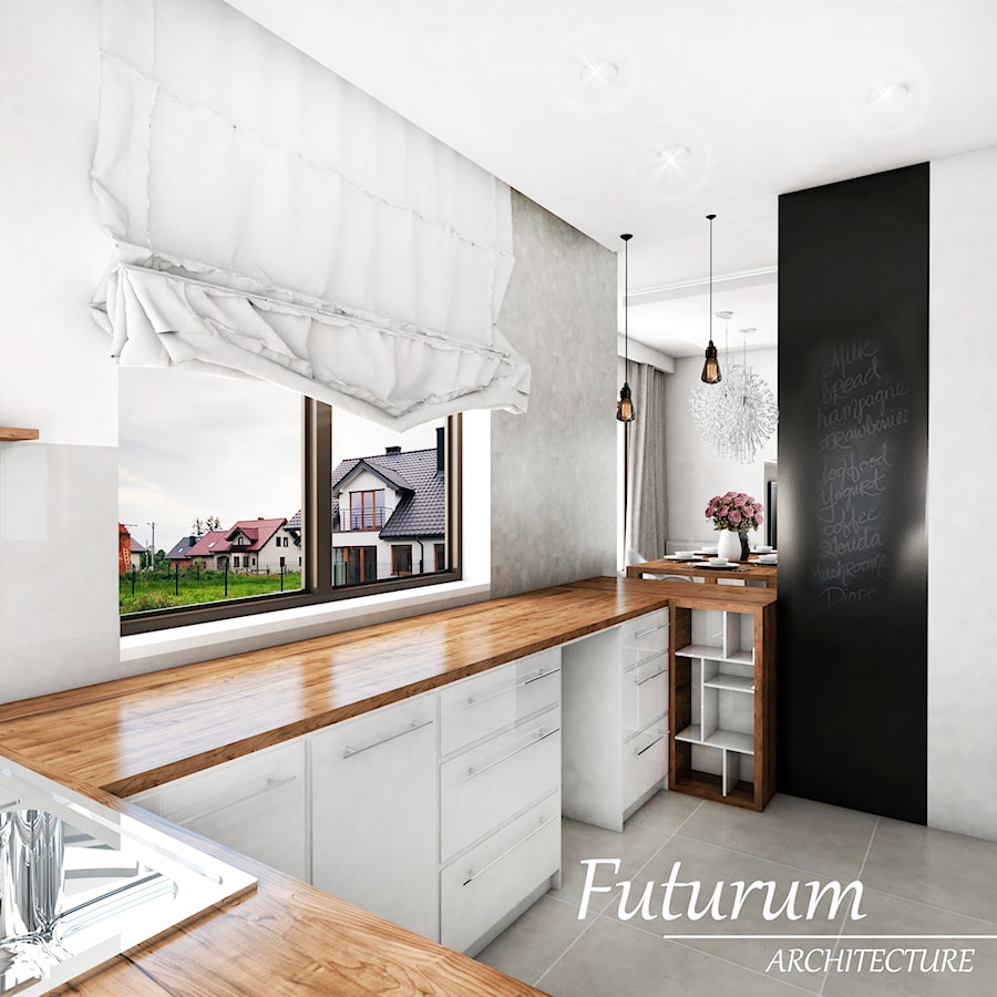 Dom jednorodzinny, Niepołomice - Kuchnia z oknem, styl skandynawski - zdjęcie od FUTURUM ARCHITECTURE