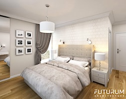 Projekt wnętrza domu w Krakowie - Średnia beżowa szara sypialnia, styl glamour - zdjęcie od FUTURUM ARCHITECTURE - Homebook