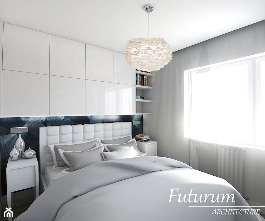 Średnia biała sypialnia, styl nowoczesny - zdjęcie od FUTURUM ARCHITECTURE