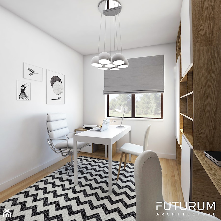 Projekt wnętrza, Łomża - Średnie w osobnym pomieszczeniu białe biuro, styl nowoczesny - zdjęcie od FUTURUM ARCHITECTURE