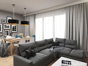 Projekt mieszkania, ul.Orlińskiego - Średnia szara jadalnia w salonie, styl nowoczesny - zdjęcie od FUTURUM ARCHITECTURE