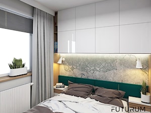 Projekt mieszkania, ul.Orlińskiego - Średnia szara sypialnia, styl nowoczesny - zdjęcie od FUTURUM ARCHITECTURE