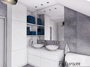 Dom jednorodzinny, Bytom - Na poddaszu z dwoma umywalkami łazienka, styl nowoczesny - zdjęcie od FUTURUM ARCHITECTURE