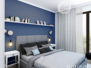 Projekt wnętrza, Bajeczna, Kraków - Średnia biała niebieska sypialnia, styl skandynawski - zdjęcie od FUTURUM ARCHITECTURE