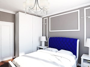 Mieszkanie styl glamour, Warszawa - Duża biała szara sypialnia, styl glamour - zdjęcie od FUTURUM ARCHITECTURE