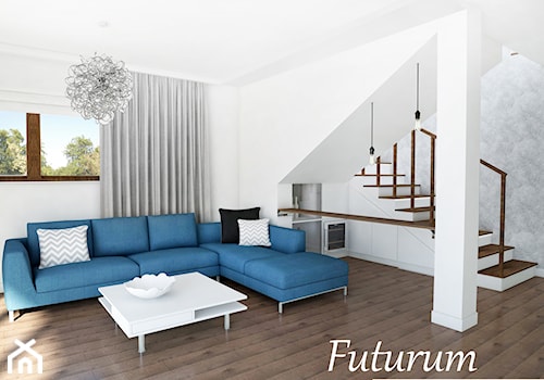 Dom jednorodzinny, Bytom - Duży biały salon, styl nowoczesny - zdjęcie od FUTURUM ARCHITECTURE