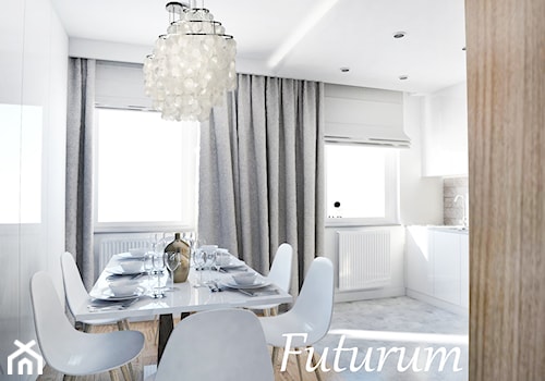 Mieszkanie, Gorzów Wielkopolski - Średnia biała jadalnia w kuchni, styl nowoczesny - zdjęcie od FUTURUM ARCHITECTURE