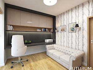 Projekt wnętrza domu w Krakowie - Średnie w osobnym pomieszczeniu z sofą z zabudowanym biurkiem czarne biuro, styl nowoczesny - zdjęcie od FUTURUM ARCHITECTURE
