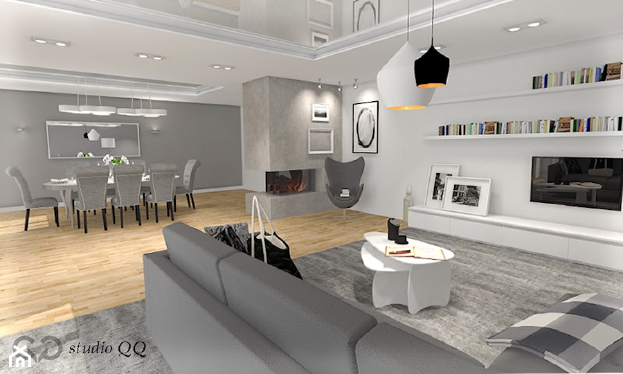 Dom 150 m - Katowice - Salon, styl glamour - zdjęcie od Studio QQ Natalia Lenarczyk - Architekci & Projektanci wnętrz