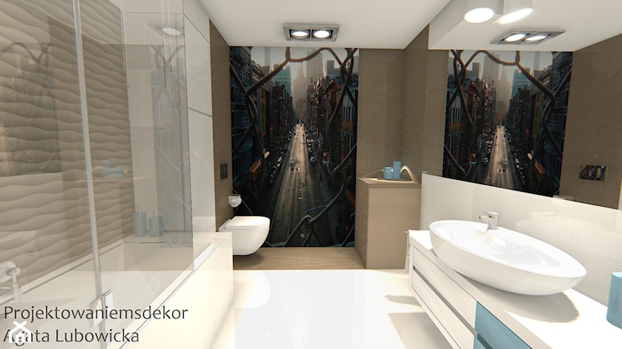 Mała łazienka z wanną - Łazienka, styl nowoczesny - zdjęcie od Projektowaniemsdekor