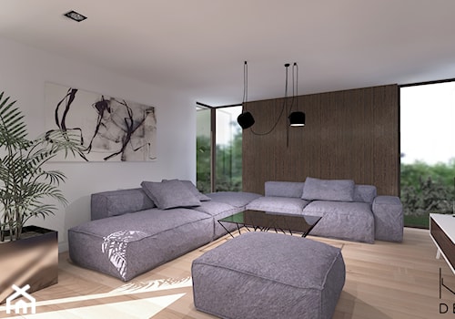 Koncepcja aranżacji wnętrz domu pod Stargardem - Średni biały salon, styl minimalistyczny - zdjęcie od KODA DESIGN studio projektowe Dawid Kotuła