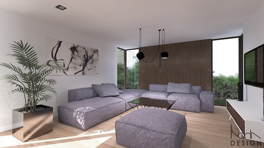 Koncepcja aranżacji wnętrz domu pod Stargardem - Średni biały salon, styl minimalistyczny - zdjęcie od KODA DESIGN studio projektowe Dawid Kotuła