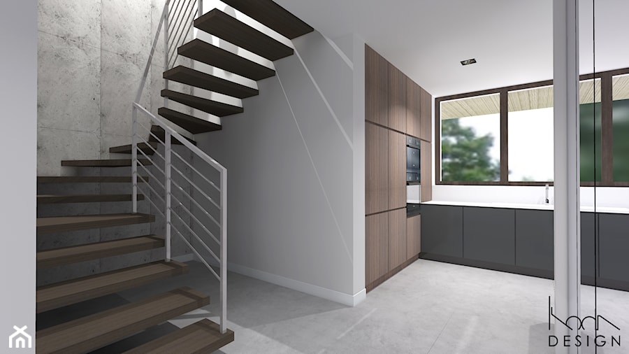 Koncepcja aranżacji wnętrz domu pod Stargardem - Schody, styl minimalistyczny - zdjęcie od KODA DESIGN studio projektowe Dawid Kotuła