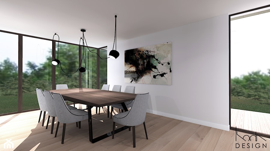 Średnia szara jadalnia jako osobne pomieszczenie, styl minimalistyczny - zdjęcie od KODA DESIGN studio projektowe Dawid Kotuła