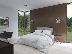 Koncepcja aranżacji wnętrz domu pod Stargardem - Duża szara z biurkiem sypialnia, styl minimalistyczny - zdjęcie od KODA DESIGN studio projektowe Dawid Kotuła