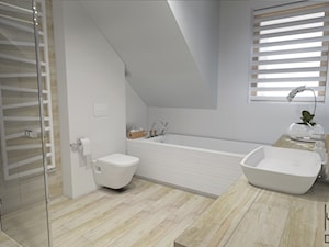 Średnia na poddaszu łazienka z oknem, styl nowoczesny - zdjęcie od KODA DESIGN studio projektowe Dawid Kotuła