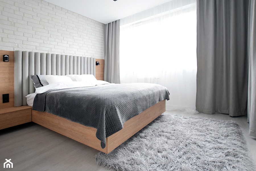 sypialnia - Średnia biała sypialnia, styl nowoczesny - zdjęcie od FORMA-MEBLE.PL