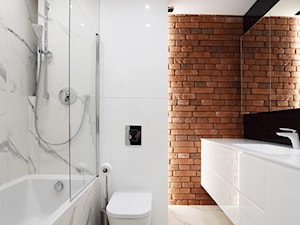 Łazienka Prestiż - Mała na poddaszu bez okna z lustrem z marmurową podłogą łazienka, styl nowoczesny - zdjęcie od FORMA-MEBLE.PL