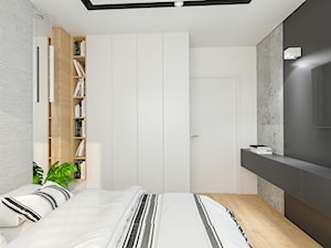 Mieszkanie 67 m2 - Warszawa - Średnia biała czarna szara sypialnia, styl nowoczesny - zdjęcie od Architektownia