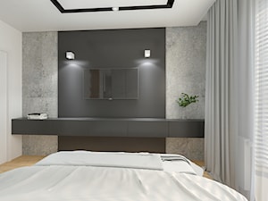 Mieszkanie 67 m2 - Warszawa - Mała czarna szara sypialnia - zdjęcie od Architektownia