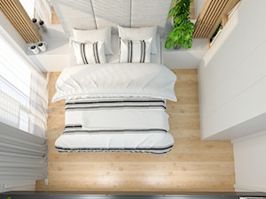 Mieszkanie 67 m2 - Warszawa - Mała biała szara sypialnia, styl nowoczesny - zdjęcie od Architektownia