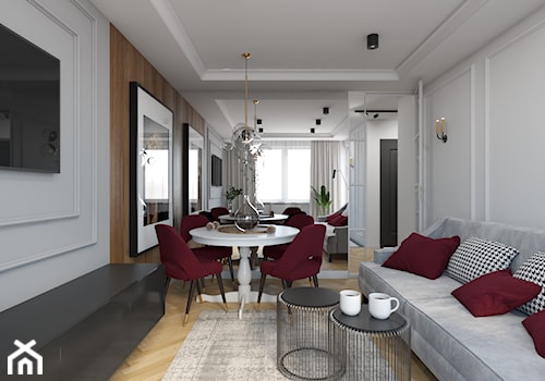 Metamorfoza mieszkania 44 m2 w bloku z wielkiej płyty - Mała biała jadalnia w salonie, styl nowocze ... - zdjęcie od Architektownia