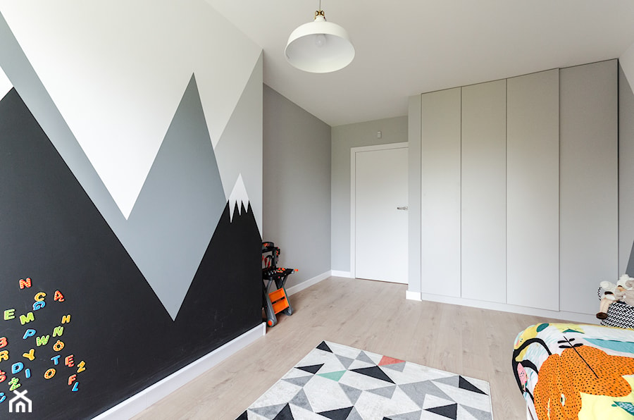 Projekt domu w okolicach Poznania ok. 120 m2 - Średni biały czarny szary pokój dziecka dla dziecka dla nastolatka dla chłopca dla dziewczynki, styl nowoczesny - zdjęcie od Architektownia