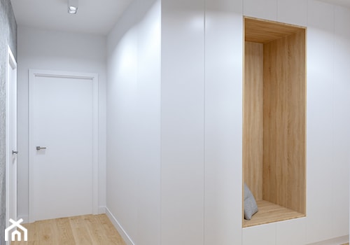 Mieszkanie 67 m2 - Warszawa - Średni biały szary hol / przedpokój, styl nowoczesny - zdjęcie od Architektownia