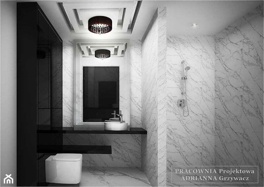 Łazienka "White&Black" - zdjęcie od Pracownia Projektowa Adrianna Grzywacz