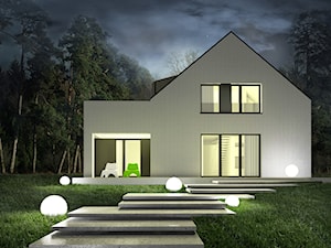 dom pastelowa - Średnie jednopiętrowe domy jednorodzinne tradycyjne murowane z dwuspadowym dachem, styl minimalistyczny - zdjęcie od m/kwadrat PRACOWNIA ARCHITEKTURY
