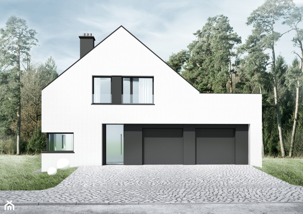 dom pastelowa - Średnie jednopiętrowe domy jednorodzinne tradycyjne murowane z dwuspadowym dachem, styl minimalistyczny - zdjęcie od m/kwadrat PRACOWNIA ARCHITEKTURY - Homebook