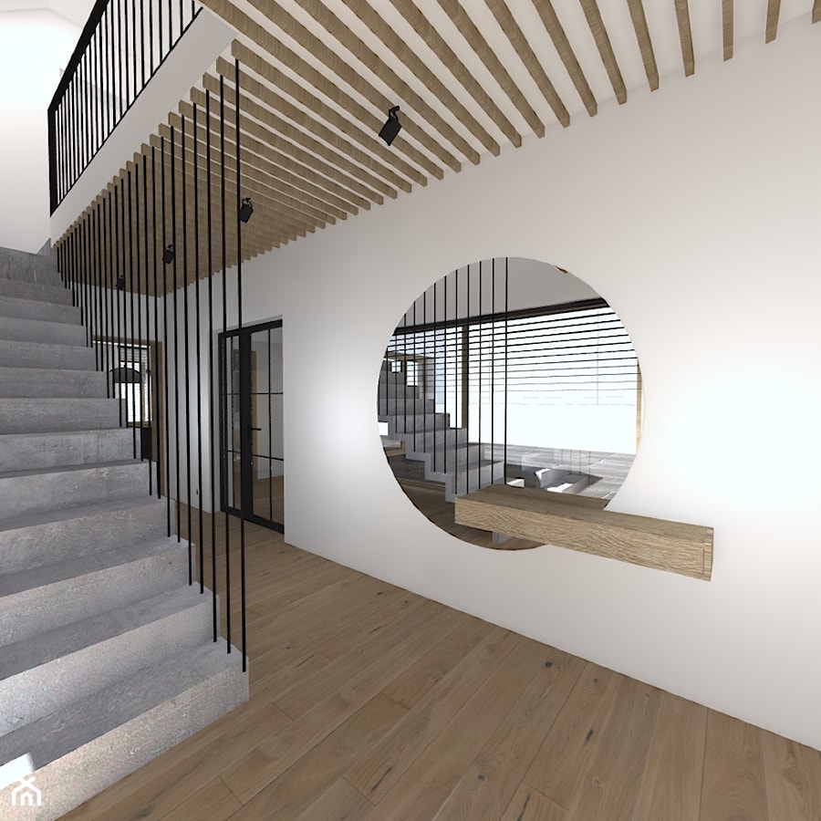 Projekt korytarza z betonowymi schodami - zdjęcie od maKa architekci s.c.