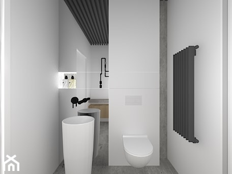 Aranżacje wnętrz - Łazienka: Projekt łazienki z betonem i czarnym sufitem - maKa architekci s.c.. Przeglądaj, dodawaj i zapisuj najlepsze zdjęcia, pomysły i inspiracje designerskie. W bazie mamy już prawie milion fotografii!