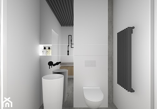 Projekt łazienki z betonem i czarnym sufitem - zdjęcie od maKa architekci s.c.