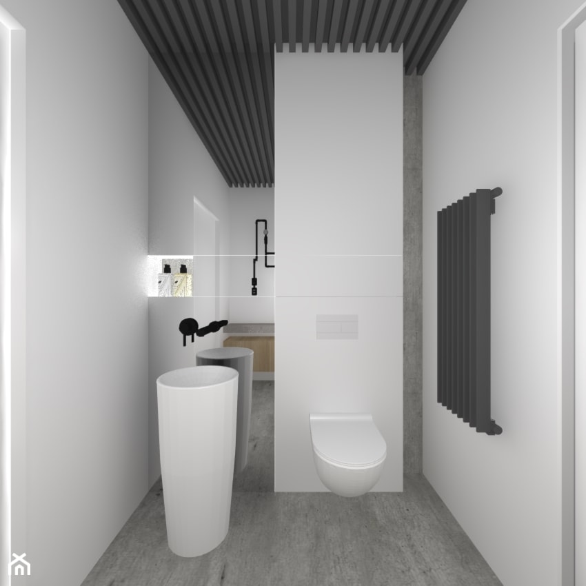 Projekt łazienki z betonem i czarnym sufitem - zdjęcie od maKa architekci s.c. - Homebook