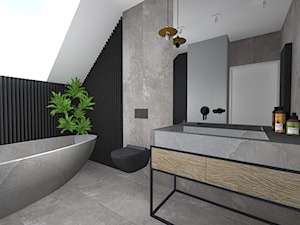 Projekt łazienki z betonem, betonowa wanna - zdjęcie od maKa architekci s.c.