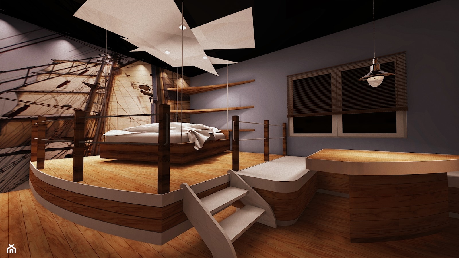 pokój hotelowy w stylu żeglarskim - zdjęcie od AmaVerdeStudio - Homebook