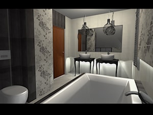 nasze projekty - Średnia bez okna z lustrem z dwoma umywalkami łazienka, styl glamour - zdjęcie od studio aranżacji wnętrz matlok design
