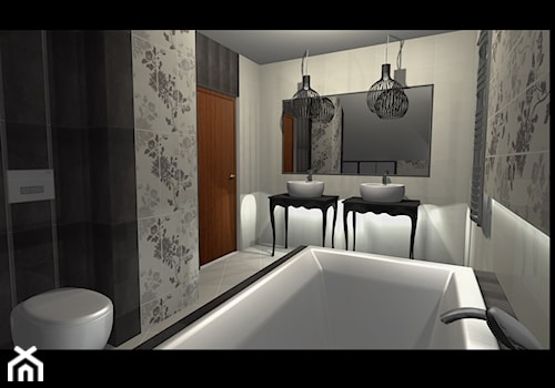 nasze projekty - Średnia bez okna z lustrem z dwoma umywalkami łazienka, styl glamour - zdjęcie od studio aranżacji wnętrz matlok design