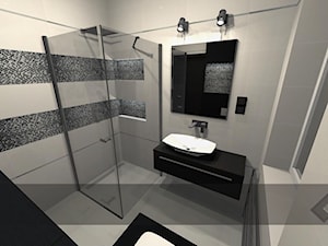 łazienki dla klientów salonu w Krakowie - Mała bez okna z lustrem łazienka, styl nowoczesny - zdjęcie od studio aranżacji wnętrz matlok design