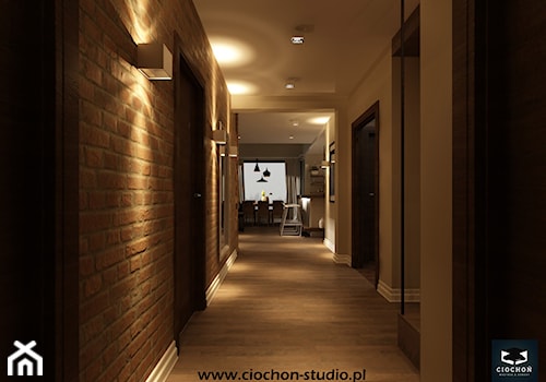 Dom IV koncepcja projektowa - Duży brązowy hol / przedpokój, styl nowoczesny - zdjęcie od Ciochoń-Studio