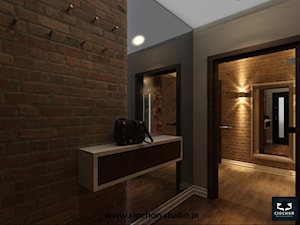 Dom IV koncepcja projektowa - Średni brązowy szary hol / przedpokój, styl nowoczesny - zdjęcie od Ciochoń-Studio