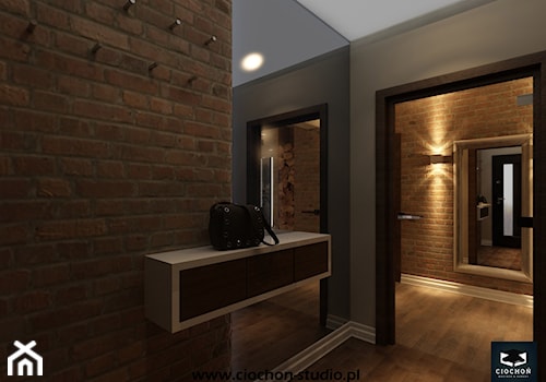 Dom IV koncepcja projektowa - Średni brązowy szary hol / przedpokój, styl nowoczesny - zdjęcie od Ciochoń-Studio