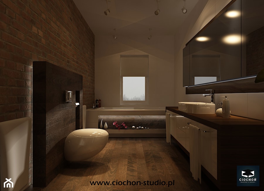 Dom IV koncepcja projektowa - Duża z punktowym oświetleniem łazienka, styl nowoczesny - zdjęcie od Ciochoń-Studio