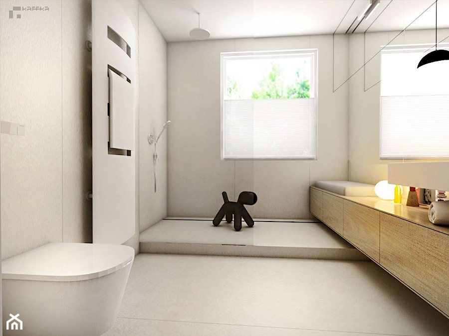 Mieszkanie J - projekt - Średnia łazienka z oknem, styl minimalistyczny - zdjęcie od Pracownia Kaffka
