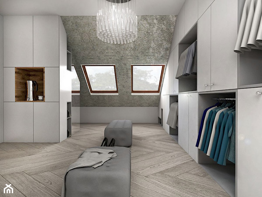 Mieszkanie z antresolą - projekt - Garderoba, styl nowoczesny - zdjęcie od Pracownia Kaffka