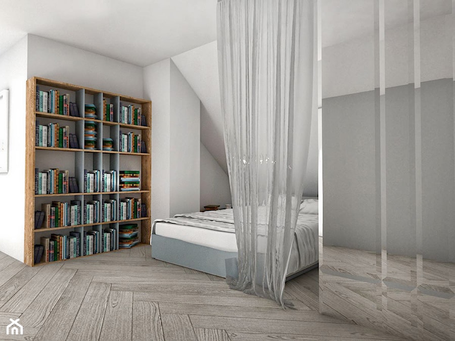 Mieszkanie z antresolą - projekt - Sypialnia, styl nowoczesny - zdjęcie od Pracownia Kaffka